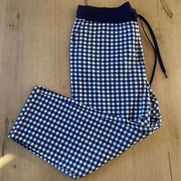 Draper James Gingham sweatpants Nassau Navy XL NWOT - Picture 2 of 8